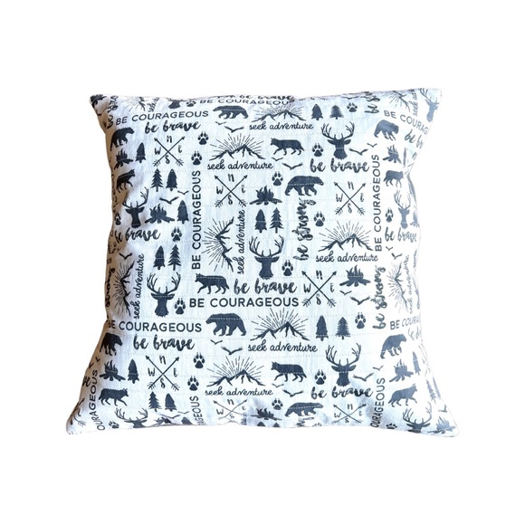 NWOT *BE BRAVE Be Courages Seek Adventure Woodland Themed 15x15 throw pillows. - Picture 3 of 4